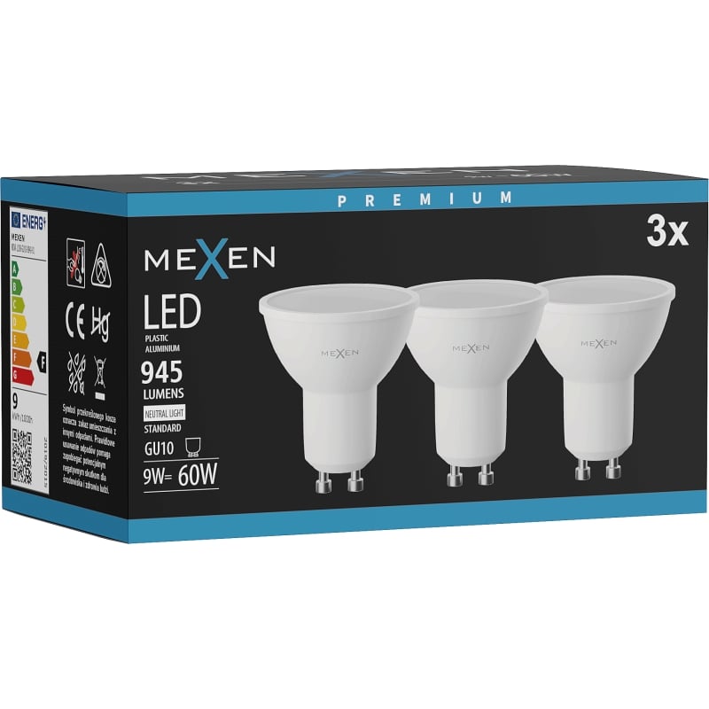 Mexen Nova 3x Ampoule LED GU10, 9W, Neutre - 4000K, 945 lm - L108-GU10-0940-01x03