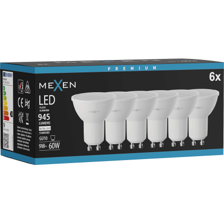 Mexen Nova 6x Ampoule LED GU10, 9W, Neutre - 4000K, 945 lm - L108-GU10-0940-01x06