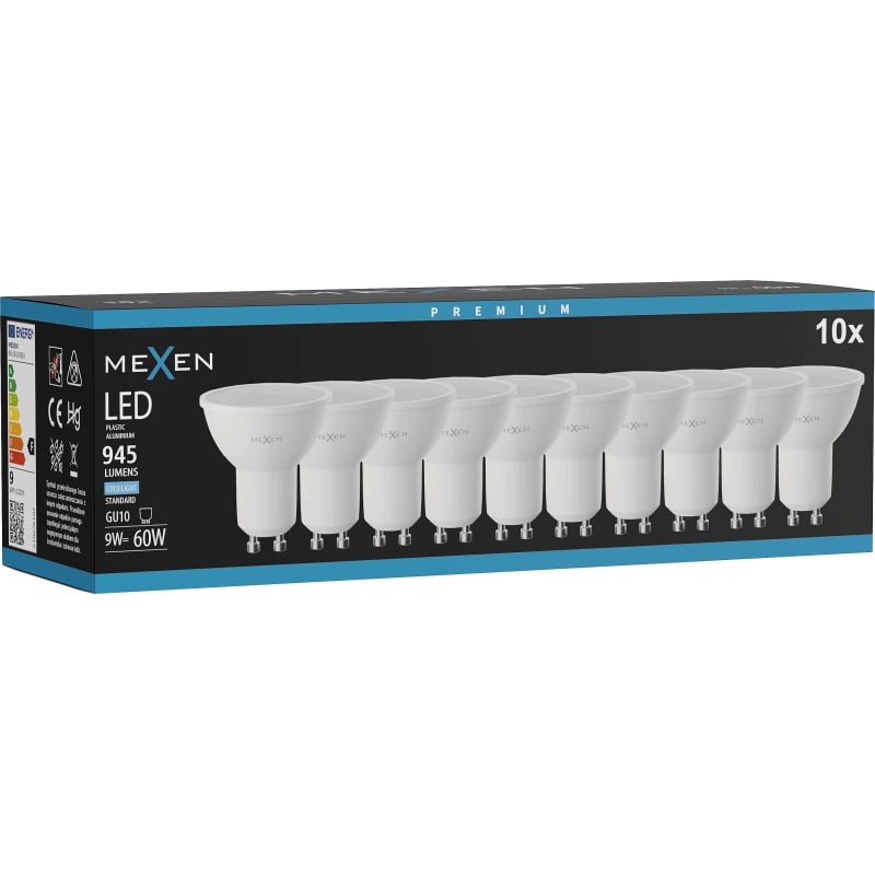 Mexen Nova 10x Ampoule LED GU10, 9W, Froid - 6500K, 945 lm - L108-GU10-0965-01x10