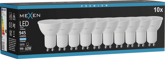 Mexen Nova 10x Ampoule LED GU10, 9W, Froid - 6500K, 945 lm - L108-GU10-0965-01x10