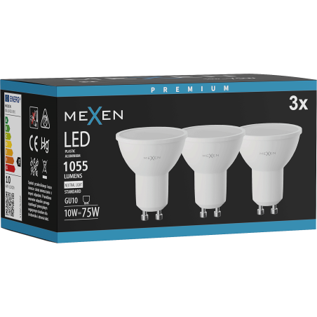Mexen Nova 3x Ampoule LED GU10, 10W, Neutre - 4000K, 1055 lm - L108-GU10-1040-01x03