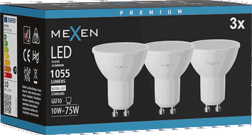 Mexen Nova 3x Ampoule LED GU10, 10W, Neutre - 4000K, 1055 lm - L108-GU10-1040-01x03