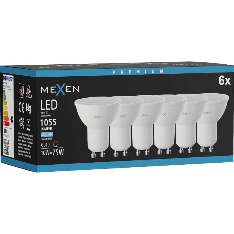 Mexen Nova 6x Ampoule LED GU10, 10W, Froid - 6500K, 1055 lm - L108-GU10-1065-01x06
