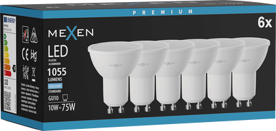 Mexen Nova 6x Ampoule LED GU10, 10W, Froid - 6500K, 1055 lm - L108-GU10-1065-01x06