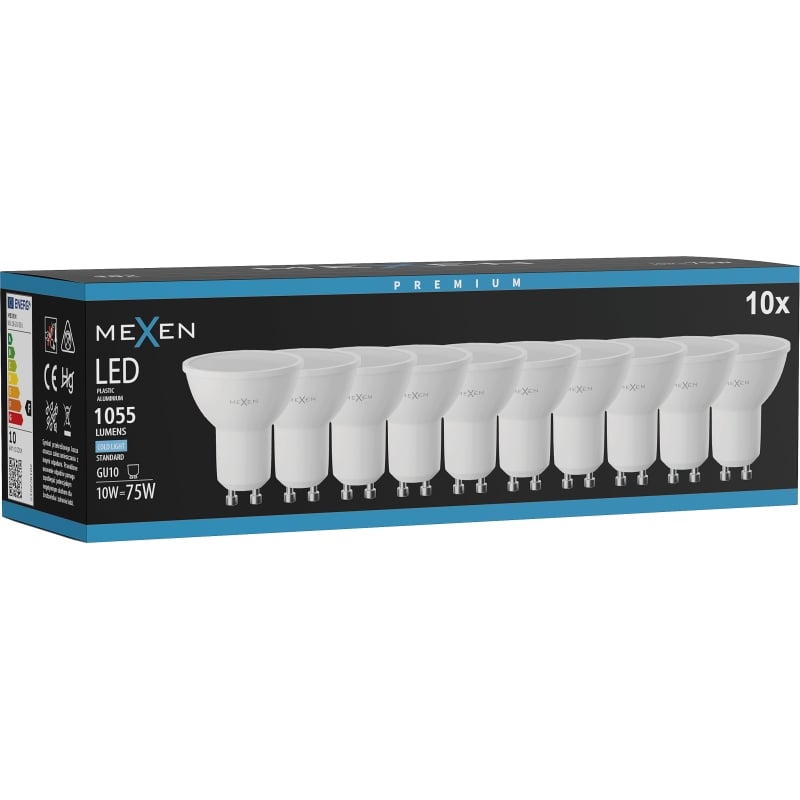 Mexen Nova 10x Ampoule LED GU10, 10W, Froid - 6500K, 1055 lm - L108-GU10-1065-01x10