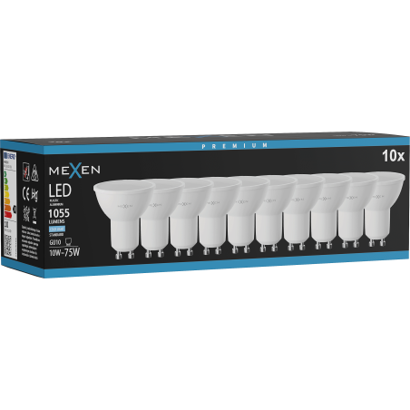 Mexen Nova 10x Ampoule LED GU10, 10W, Froid - 6500K, 1055 lm - L108-GU10-1065-01x10