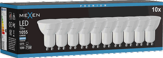 Mexen Nova 10x Ampoule LED GU10, 10W, Froid - 6500K, 1055 lm - L108-GU10-1065-01x10