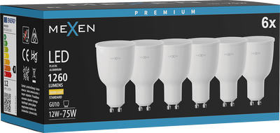 Mexen Nova 6x Ampoule LED GU10, 12W, Chaude - 3000K, 1260 lm - L108-GU10-1230-01x06