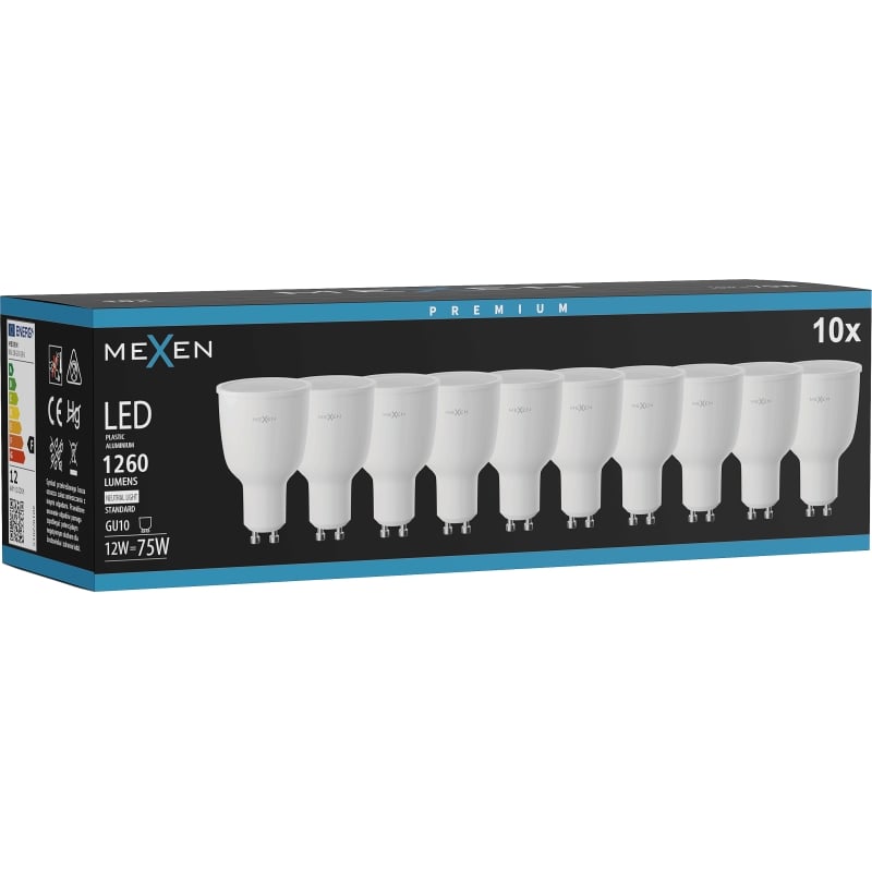 Mexen Nova 10x Ampoule LED GU10, 12W, Neutre - 4000K, 1260 lm - L108-GU10-1240-01x10