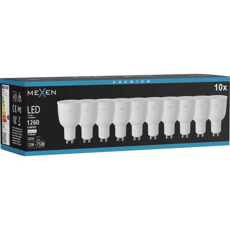 Mexen Nova 10x Ampoule LED GU10, 12W, Neutre - 4000K, 1260 lm - L108-GU10-1240-01x10