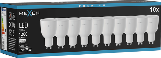 Mexen Nova 10x Ampoule LED GU10, 12W, Neutre - 4000K, 1260 lm - L108-GU10-1240-01x10