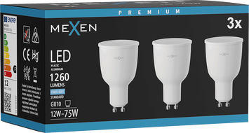 Mexen Nova 3x Ampoule LED GU10, 12W, Froid - 6500K, 1260 lm - L108-GU10-1265-01x03