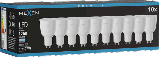 Mexen Nova 10x Ampoule LED GU10, 12W, Froid - 6500K, 1260 lm - L108-GU10-1265-01x10
