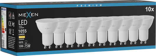Mexen Nova 10x Ampoule LED GU10, 10W, Chaude - 3000K, 1055 lm - L108-GU10-1030-01x10
