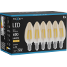 Mexen Vintis 6x Ampoule filament LED E14, C35, 4W, Chaud - 2200K, 400 lm, ambre - L154-E14-0422-50x06