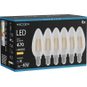 Mexen Vintis 6x Ampoule filament LED E14, C35, 4W, Chaude - 2700K, 470 lm, transparente - L154-E14-0427-00x06