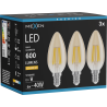 Mexen Vintis 3x Ampoule à filament LED E14, C35, 6W, Chaud - 2200K, 600 lm, ambre - L154-E14-0622-50x03