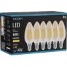Mexen Vintis 6x Ampoule à filament LED E14, C35, 6W, Chaude - 2200K, 600 lm, ambre - L154-E14-0622-50x06