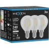 Mexen Vintis 3x Ampoule filament LED E14, G45, 2W, Neutre - 4000K, 240 lm, transparent - L156-E14-0240-00x03