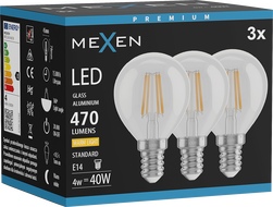 Mexen Vintis 3x Ampoule filament LED E14, G45, 4W, Chaude - 2700K, 470 lm, claire - L156-E14-0427-00x03