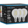 Mexen Vintis 3x Ampoule filament LED E14, G45, 4W, Neutre - 4000K, 470 lm, transparent - L156-E14-0427-00x03