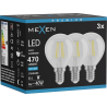 Mexen Vintis 3x Ampoule filament LED E14, G45, 4W, Froid - 6500K, 470 lm, claire - L156-E14-0465-00x03