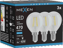 Mexen Vintis 3x Ampoule filament LED E14, G45, 4W, Froid - 6500K, 470 lm, claire - L156-E14-0465-00x03