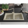 Mexen Mario évier en granit à 2 bacs avec mitigeur de cuisine Rita, beige - 6504-69-670300-69
