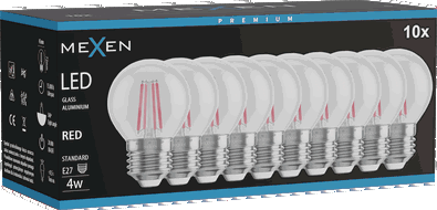 Mexen Vintis 10x Ampoule à filament LED E27, G45, 4W, 55 lm, rouge - L156-E27-04XX-45x10