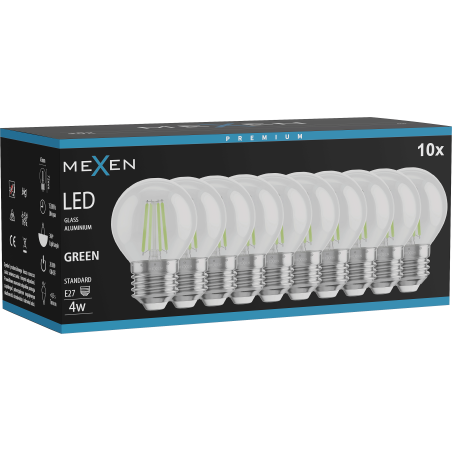 Mexen Vintis 10x Ampoule filament LED E27, G45, 4W, 55 lm, verte - L156-E27-04XX-46x10