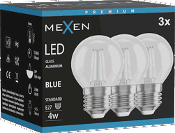Mexen Vintis 3x Ampoule filament LED E27, G45, 4W, 55 lm, bleu - L156-E27-04XX-47x03