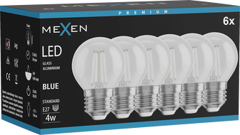 Mexen Vintis 6x Ampoule filament LED E27, G45, 4W, 55 lm, bleu - L156-E27-04XX-47x06