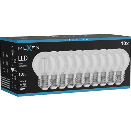 Mexen Vintis 10x ampoule à filament LED E27, G45, 4W, 55 lm, bleu - L156-E27-04XX-47x10