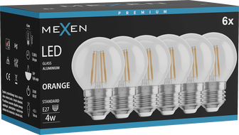 Mexen Vintis 6x ampoule filament LED E27, G45, 4W, 55 lm, orange - L156-E27-04XX-48x06