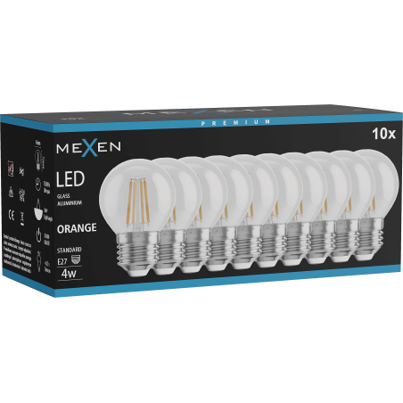 Mexen Vintis 10x Ampoule filament LED E27, G45, 4W, 55 lm, orange - L156-E27-04XX-48x10