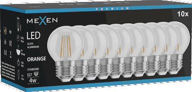 Mexen Vintis 10x Ampoule filament LED E27, G45, 4W, 55 lm, orange - L156-E27-04XX-48x10