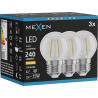 Mexen Vintis 3x Ampoule filament LED E27, G45, 2W, Chaude - 2700K, 240 lm, clair - L156-E27-0227-00x03
