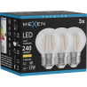 Mexen Vintis 3x Ampoule filament LED E27, G45, 2W, Chaude - 2700K, 240 lm, transparent - L156-E14-0227-00x03