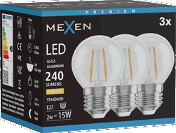 Mexen Vintis 3x Ampoule filament LED E27, G45, 2W, Chaude - 2700K, 240 lm, clair - L156-E27-0227-00x03