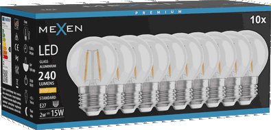 Mexen Vintis 10x Ampoule filament LED E27, G45, 2W, Chaude - 2700K, 240 lm, claire - L156-E27-0227-00x10