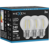 Mexen Vintis 3x Ampoule à filament LED E27, G45, 2W, Neutre - 4000K, 240 lm, clair - L156-E14-0227-00x03 - L156-E27-0240-00x03