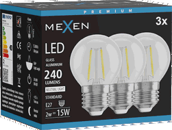 Mexen Vintis 3x Ampoule filament LED E27, G45, 2W, Neutre - 4000K, 240 lm, clair - L156-E27-0227-00x03 - L156-E27-0240-00x03