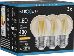 Mexen Vintis 3x Ampoule filament LED E27, G45, 4W, Chaude - 2200K, 400 lm, ambre - L156-E27-0422-50x03