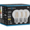 Mexen Vintis 3x Ampoule à filament LED E27, G45, 4W, Chaude - 2700K, 470 lm, claire - L156-E27-0427-00x03