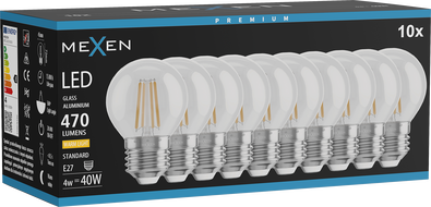 Mexen Vintis 10x Ampoule filament LED E27, G45, 4W, Chaude - 2700K, 470 lm, clair - L156-E27-0427-00x10