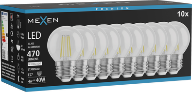 Mexen Vintis 10x Ampoule filament LED E27, G45, 4W, Neutre - 4000K, 470 lm, transparent - L156-E27-0427-00x10