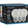 Mexen Vintis 3x Ampoule filament LED E27, G45, 4W, Froid - 6500K, 470 lm, transparent - L156-E27-0465-00x03