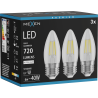 Mexen Vintis 3x Ampoule filament LED E27, C35, 6W, Neutre - 4000K, 720 lm, transparente - L154-E27-0640-00x03