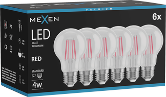 Mexen Vintis 6x ampoule à filament LED E27, A60, 4W, 55 lm, rouge - L150-E27-04XX-45x06