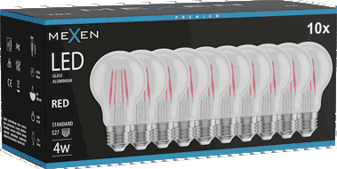 Mexen Vintis 10x Ampoule à filament LED E27, A60, 4W, 55 lm, rouge - L150-E27-04XX-45x10